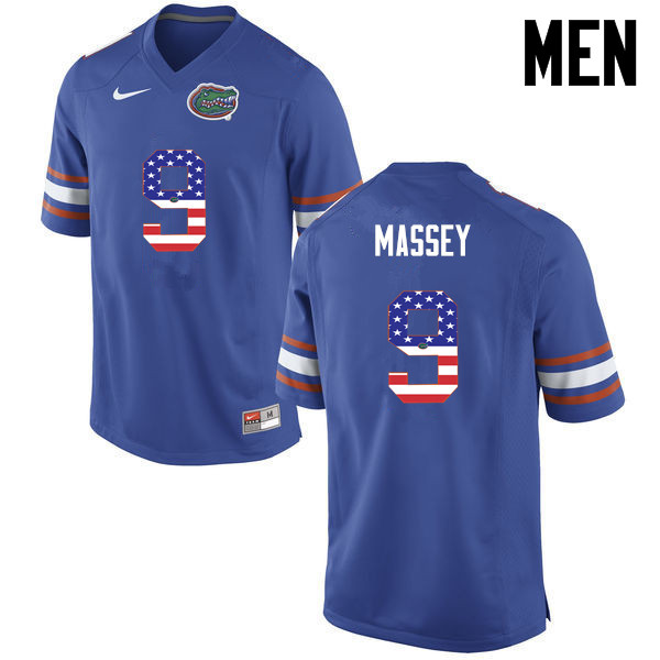 Men Florida Gators #9 Dre Massey College Football USA Flag Fashion Jerseys-Blue - Click Image to Close